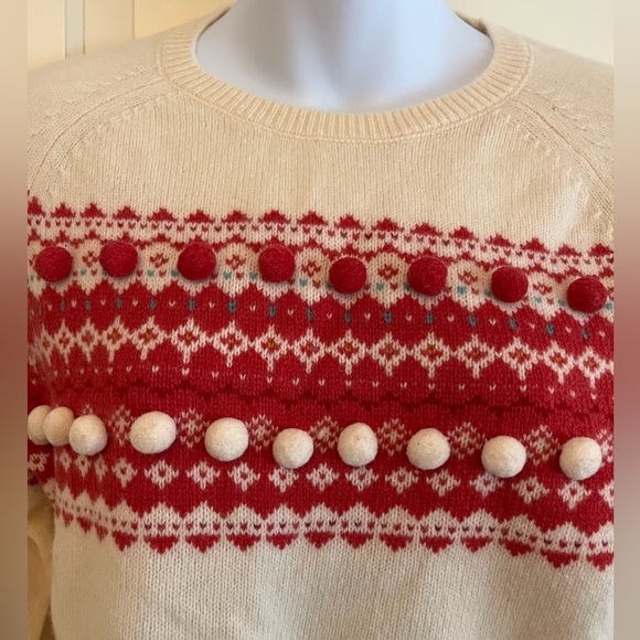 Brooks Brothers Merino Wool Christmas Sweater Cream and Red Size M . Holiday - Picture 3 of 10